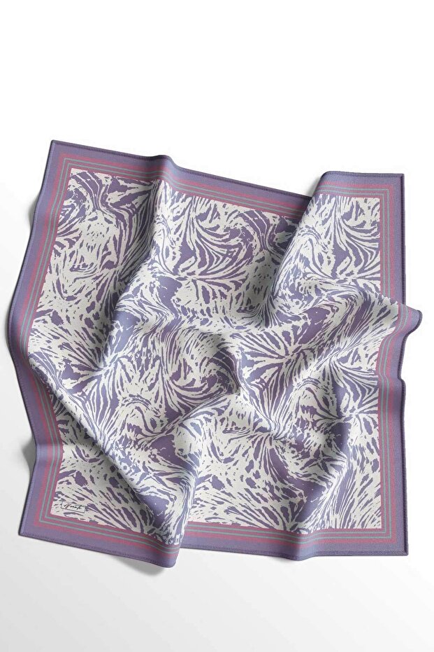Dalgalı Desen Mor Soft Pamuk Eşarp - 5