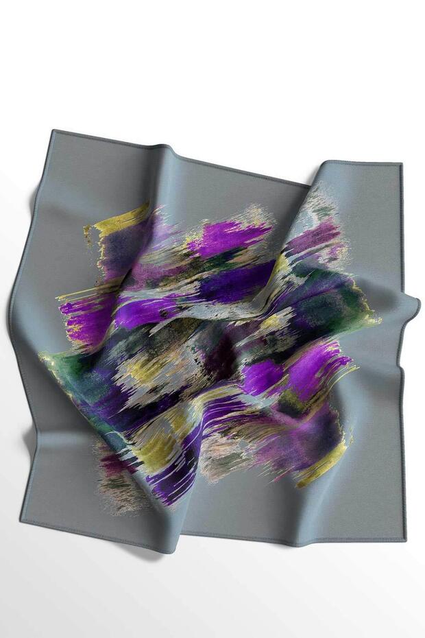 Fırça Desen Mor Pamuk Eşarp - 5