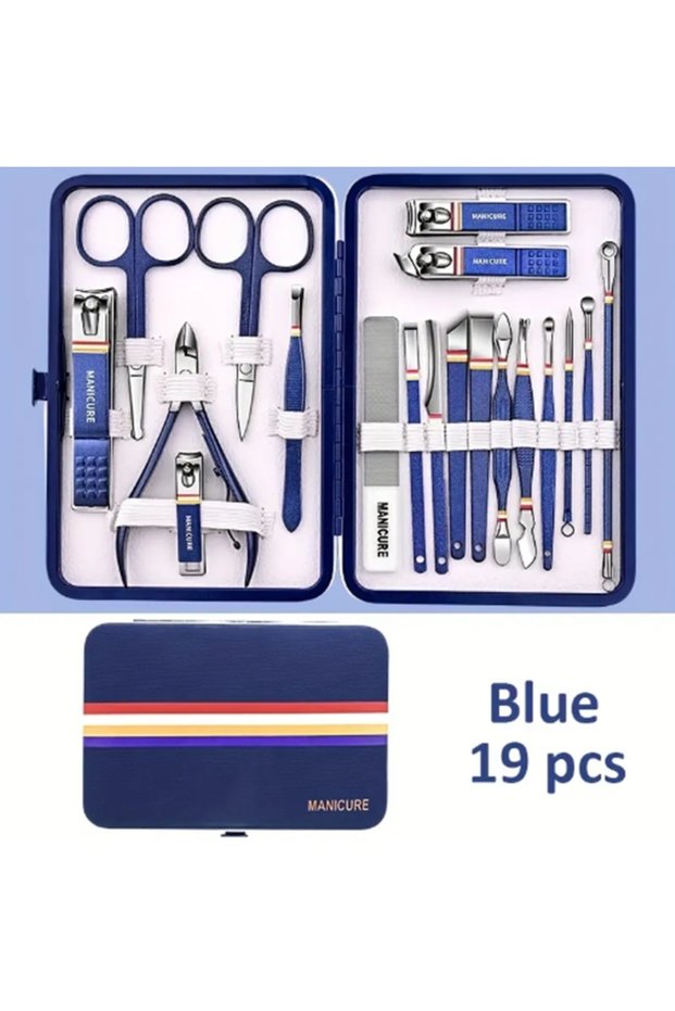 19 Piece Stainless Steel Professional Manicure Set, Foot Nail Set, Portable Grooming Kit