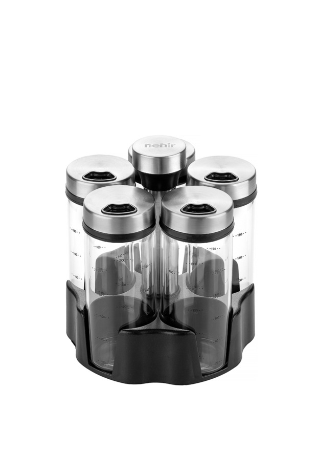 6 Piece Borosilicate Spice Jar Set with Rotating Stand - 7