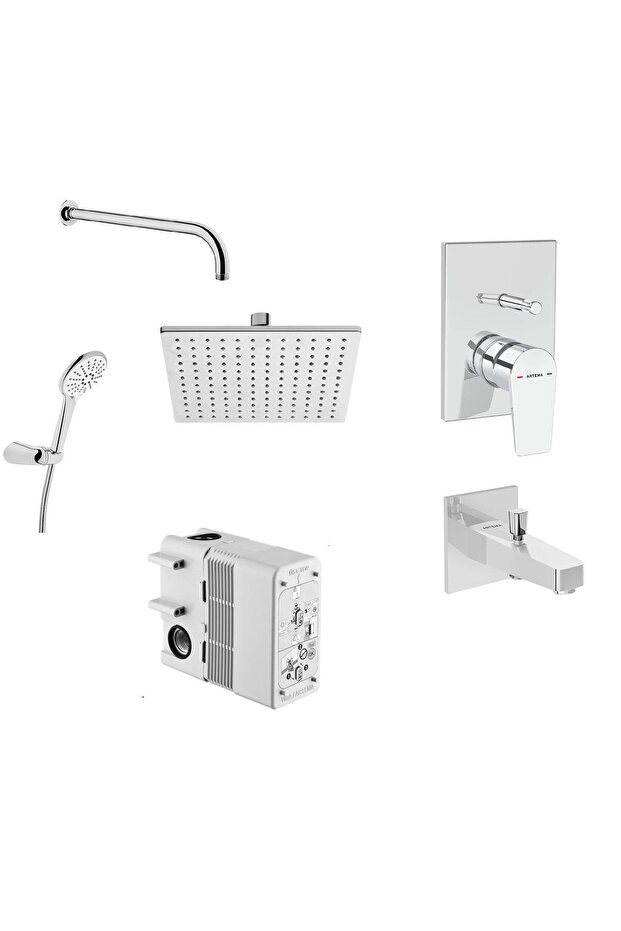 Flow Square Ankastre Duş Seti   Krom A49305 (A43208-A41949-A45652-A45707STA-A45736-A43131) - 1