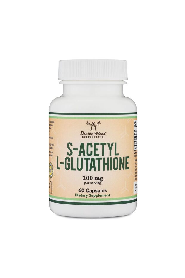 S-Acetyl L-Glutathione Capsules - 100mg, 60ct (Antioxidant, Non-GMO, Gluten-Free) by Double Wood
