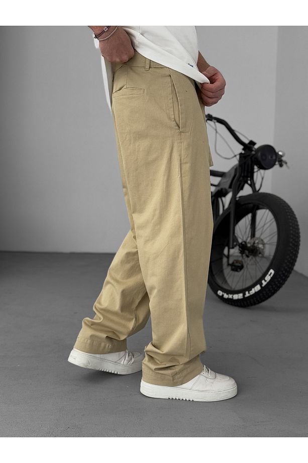 Bej Basic Kuşaklı Baggy Pantolon Ke-1006/1011 - 5