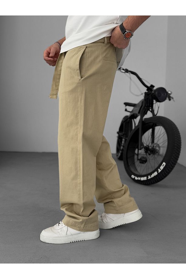 Bej Basic Kuşaklı Baggy Pantolon Ke-1006/1011 - 3