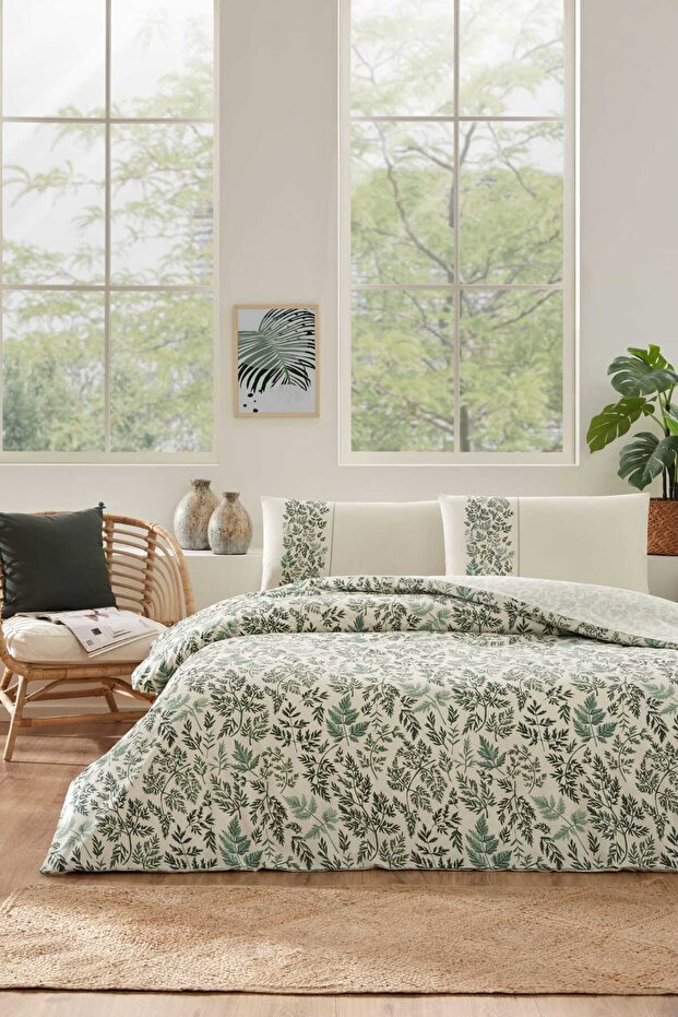 طقم غطاء لحاف مزدوج بنمط أوراق الشجر - 1