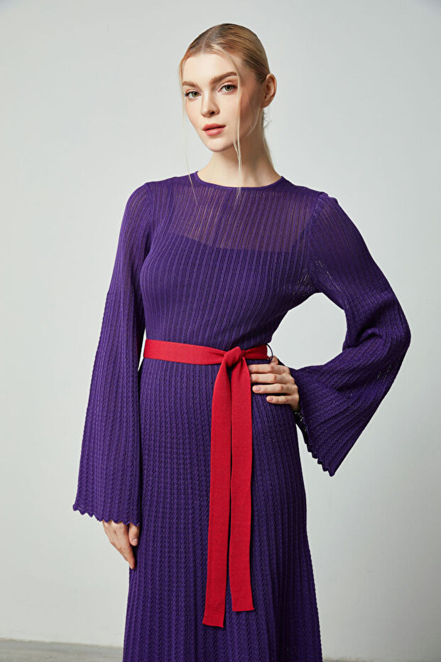 فستان محبوك مطوي - 2