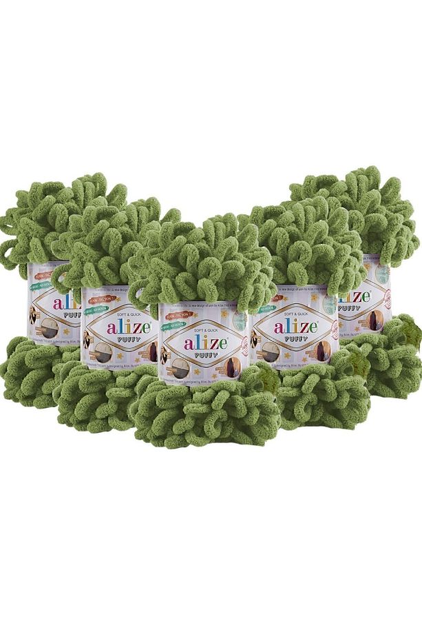 ( 5 Adet ) Puffy 485 El Örgü Ipliği - 485 Soft Yeşil - 100 Gr. 9 Mt. Parmak Örgü Ipi - 1