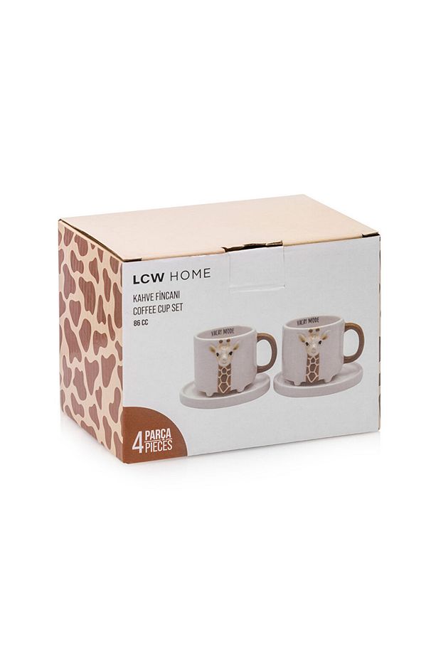 new collection Zürafa Figürlü 2 Kişilik Seramik Kahve Fincan Takımı 80 Ml city - 4