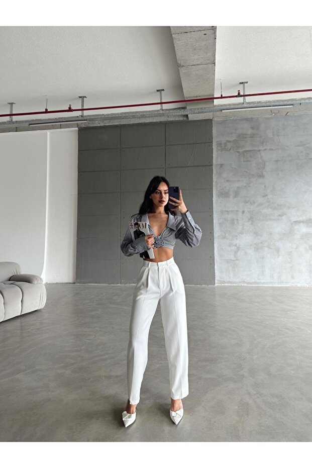 Tek Pile Kumaş Pantolon - 1