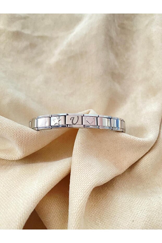 U Letter Heart&Star Italian Charm Bracelet
