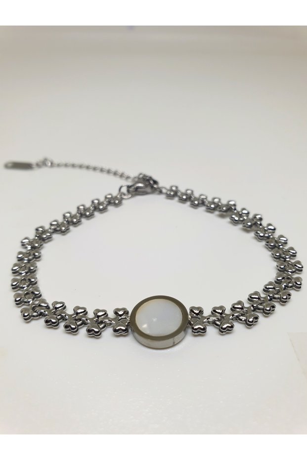1. Grade Quality 316L Surgical Steel Women Bracelet, Chain with Pearlescent Medallion Figured Model No 24