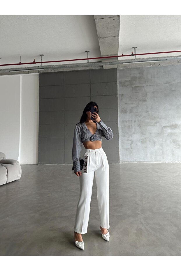 Tek Pile Kumaş Pantolon - 4