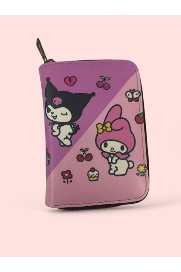 Kuromi Girl's Wallet with Interior Compartment and Zipper