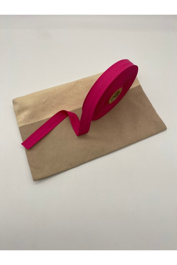100% Cotton (Koton) Bias Tape Fuchsia 25 Meters Length-2 cm Width-Verev Layered Cotton Bias Tape 25 Meters No:22