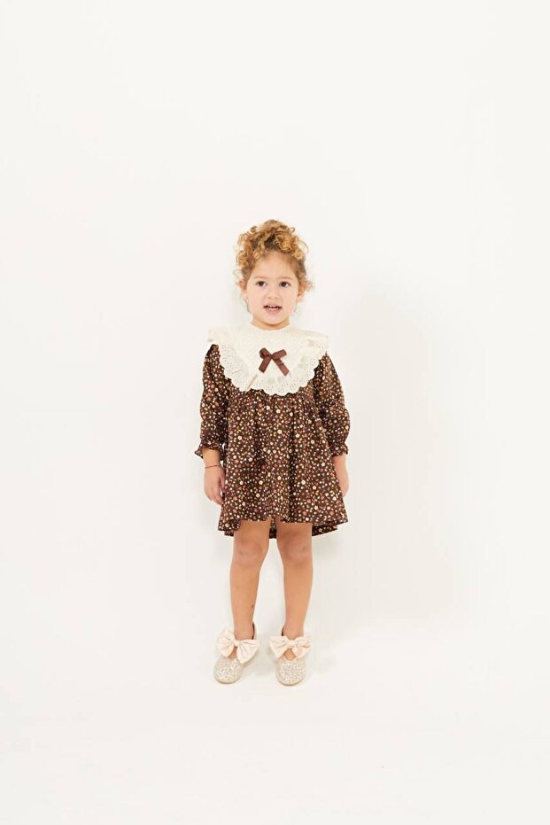 KIZ ÇOCUK ÇİÇEKLİ ELBİSE - 3