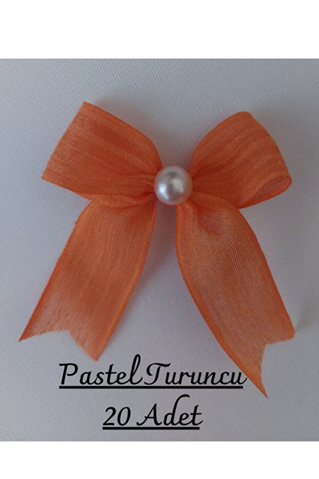Pearl Detailed Linen Ribbon Napoli Ready-Made Bow (20 Pieces)