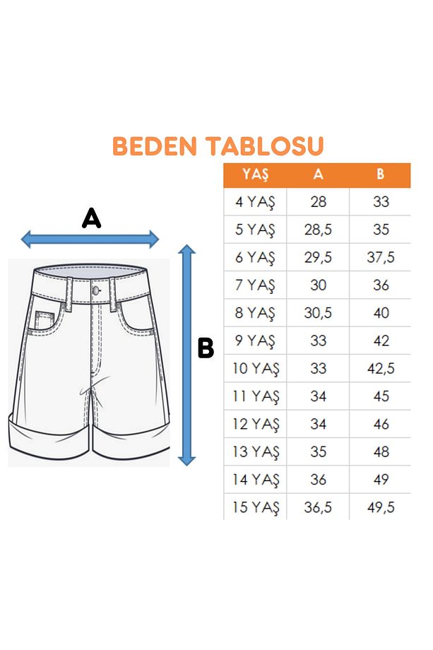 Kız Çocuk Şeritli Kot Şort Etek 2875 - 5