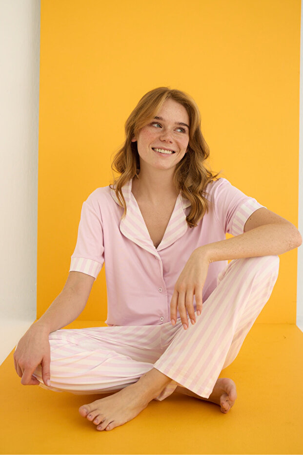 BAMBOO DÜĞMELİ PİJAMA TAKIMI - 1