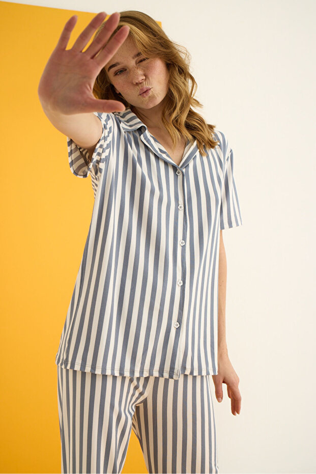 BAMBOO DÜĞMELİ PİJAMA TAKIMI - 2