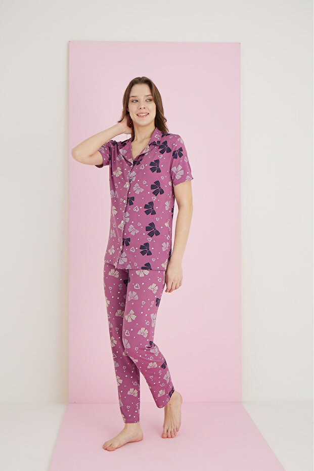 BAMBOO DÜĞMELİ PİJAMA TAKIMI - 2