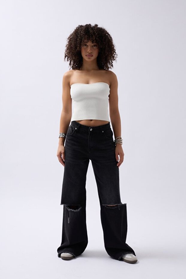 Στράπλες υφή Crop - 2