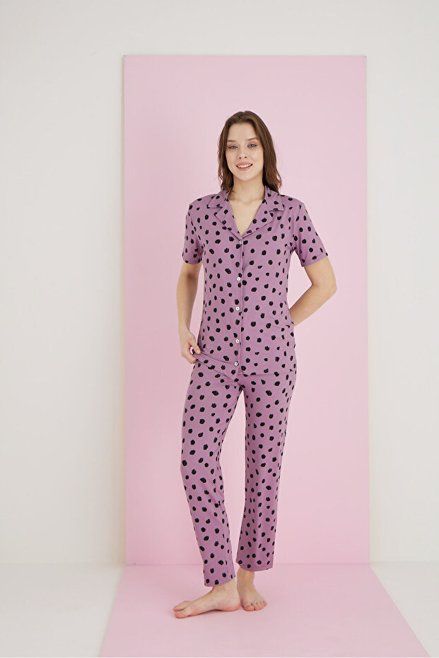 طقم بيجامة بأزرار من الخيزران - 2