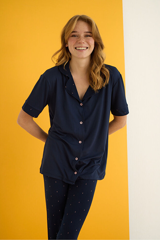 BAMBOO DÜĞMELİ PİJAMA TAKIMI - 2