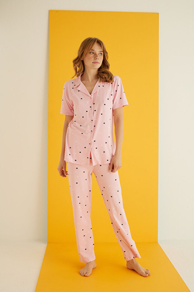 BAMBOO DÜĞMELİ PİJAMA TAKIMI - 2