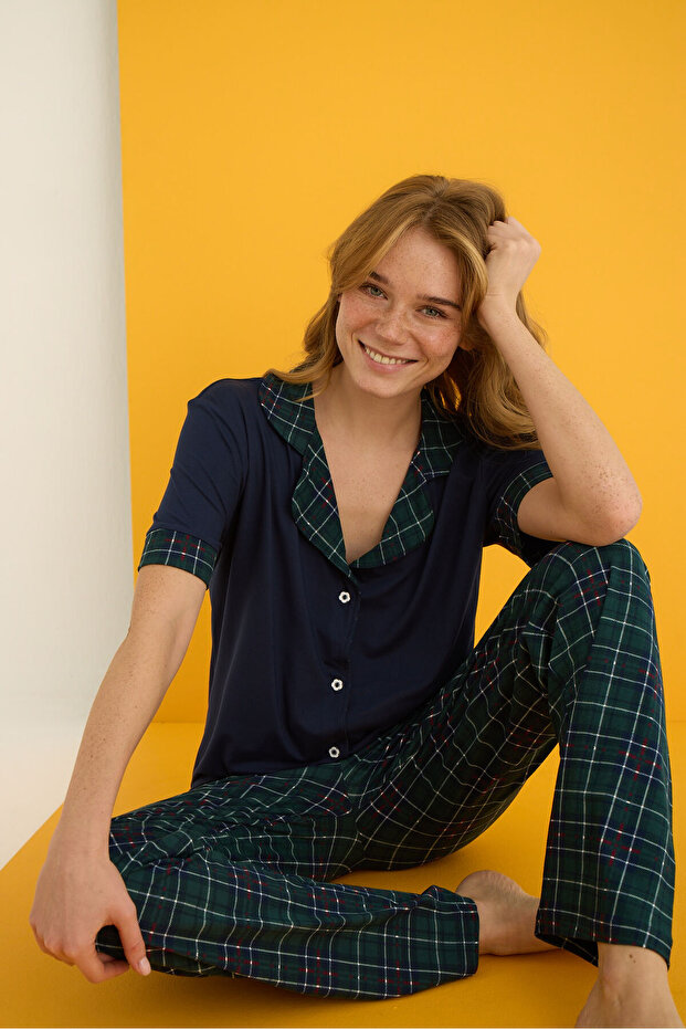 BAMBOO DÜĞMELİ PİJAMA TAKIMI - 1