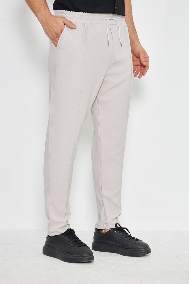 Erkek Çımalı Yandan Cepli Lastikli Bağcıklı Paça Fermuarlı Kullanışlı Slim Fit Jogger - 1