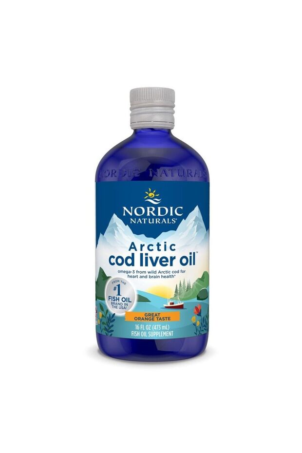 Arctic Cod Liver Oil, Orange - 16oz - 1060mg Omega-3s - Heart, Brain, Immunity - Non-GMO