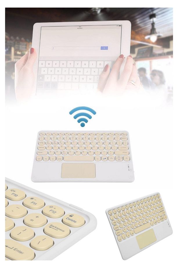 Kablosuz Mini Taşınabilir Touchpad Bluetooth Q Klavye - 3