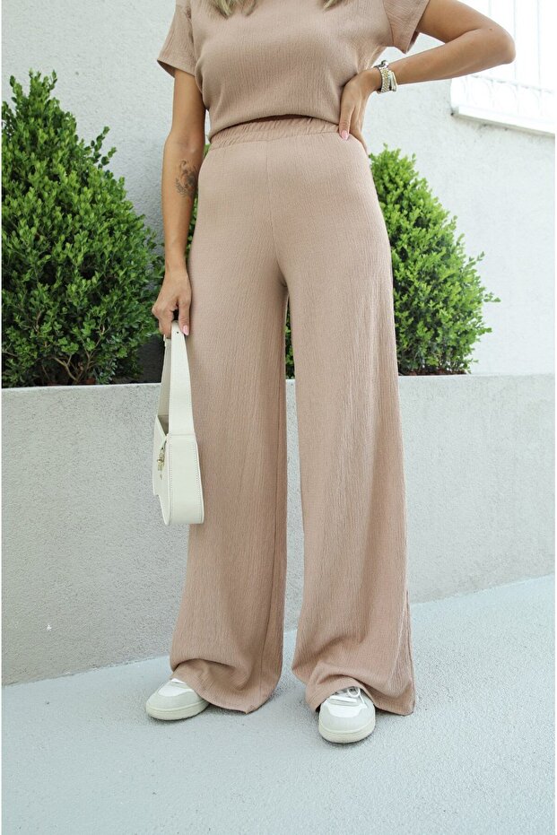 Women's Short Sleeve Comfortable Fit Loose Bottom Top Wrap Set