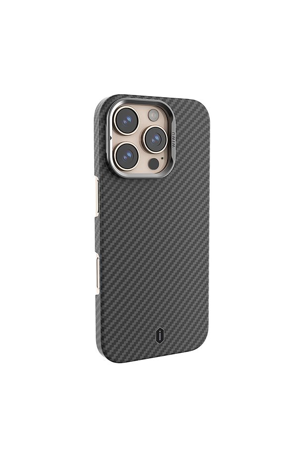 iPhone 16 Pro Max Kılıf Wiwu DCC-206 Magsafe Uyumlu Kamera Standlı Aramid Fiber Kevlar Kapak Siyah - 2