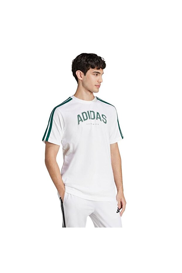 Erkek Beyaz Graphıc Tee (short Sleeve M C Colleg Tee Jj3868 - 3