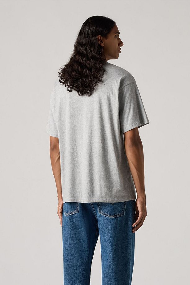 Vintage Fit Graphic Teet Script Gri Erkek T-shirt A9440-0009 - 4