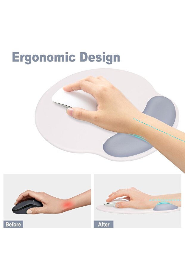 Rectangular, Cat Pattern, Good Day, Mousepad with Wrist Support, Computer Mouse Accessory, Blue - 4