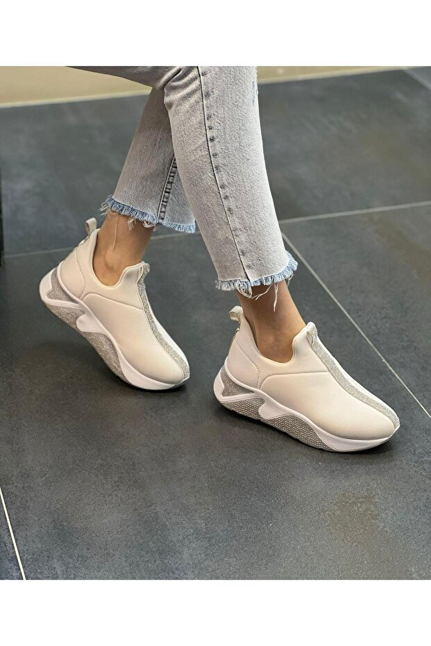 Women's Casual Stone Stripe Detailed Walking Shoes Sneaker