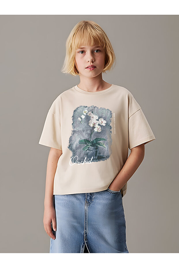 Children's Orchid Printed Cotton T-shirt