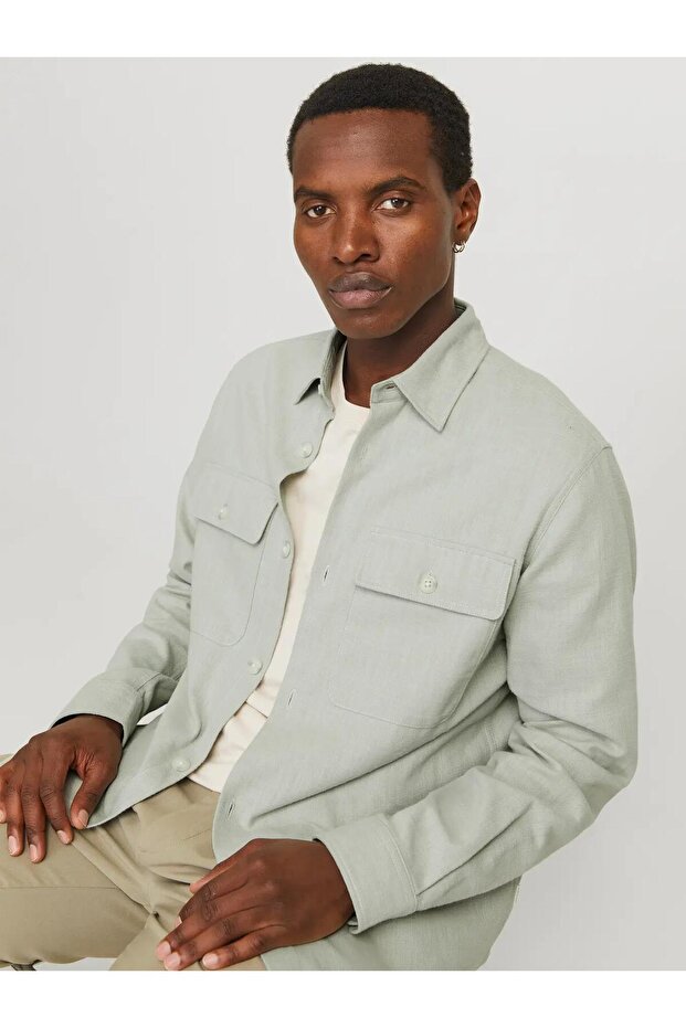 JPRCCRAYMOND SPRING SOLID OVERSHIRT SN أكوا جراي - 7