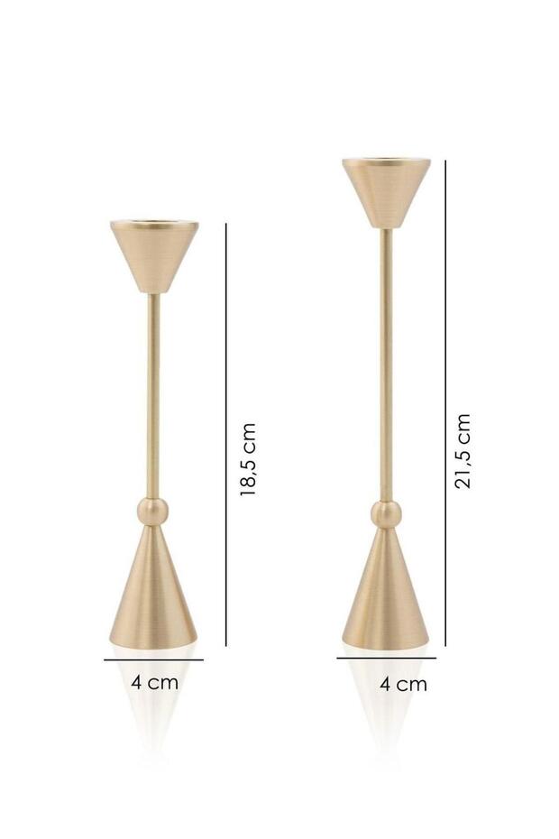 Pirinç El Yapımı Konik Şamdan - 2