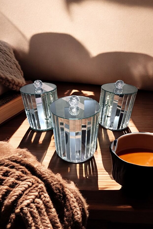 Decorative Multi-Purpose Silver Mirrored Storage Box-Container - 7