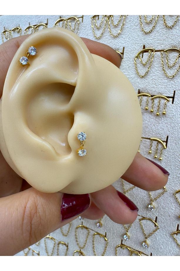 1 adet G23 TİTANİUM ( TİTANYUM) HELİX TRAGUS CONCH UYUMLU PİERCİNG - 3