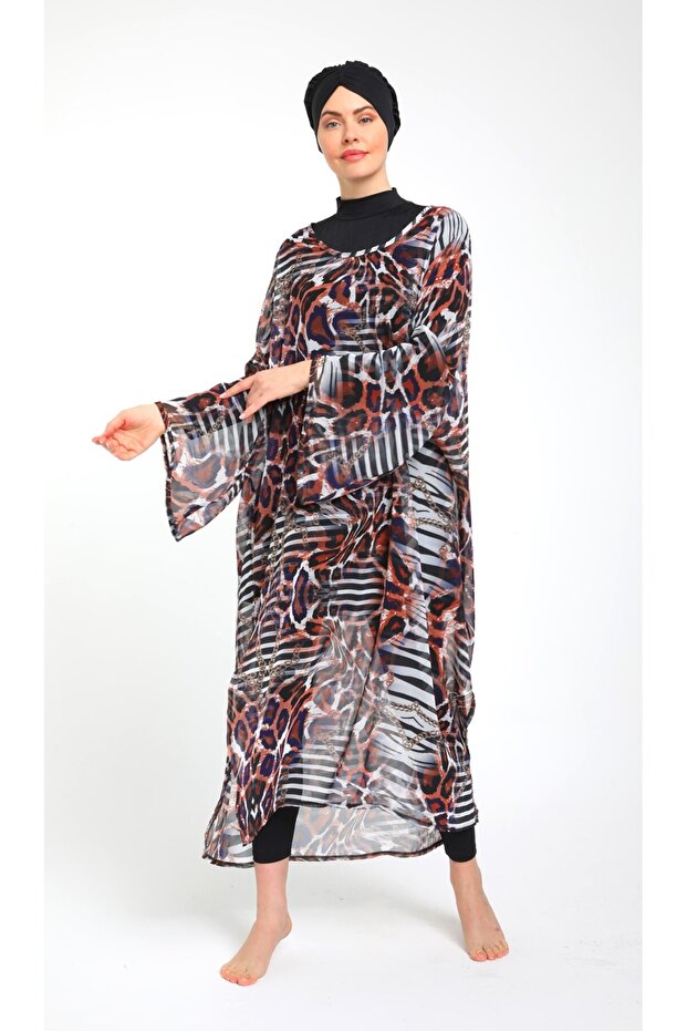 Patterned Chiffon Poncho 3785 - 3