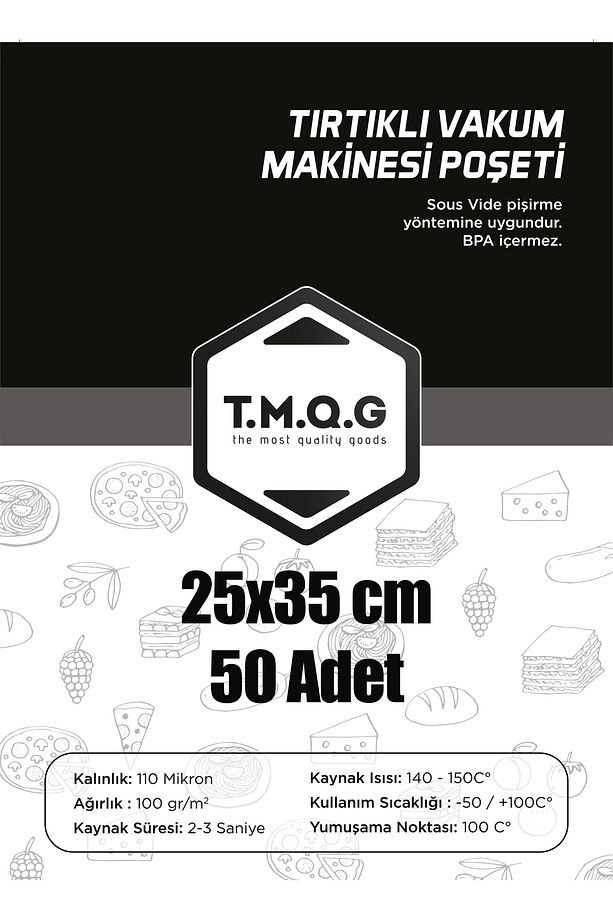 25x35 Cm - 50 Adet Tırtıklı Vakum Makinesi Poşeti Ev Tipi - 1