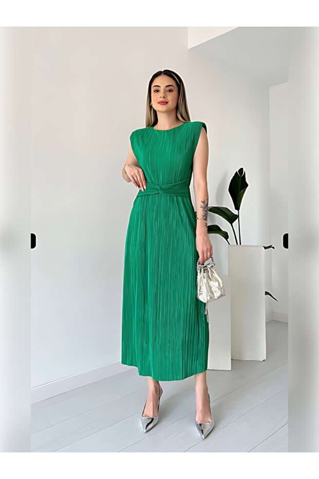 Bel Detaylı Piliseli DANIEL Elbise - 1