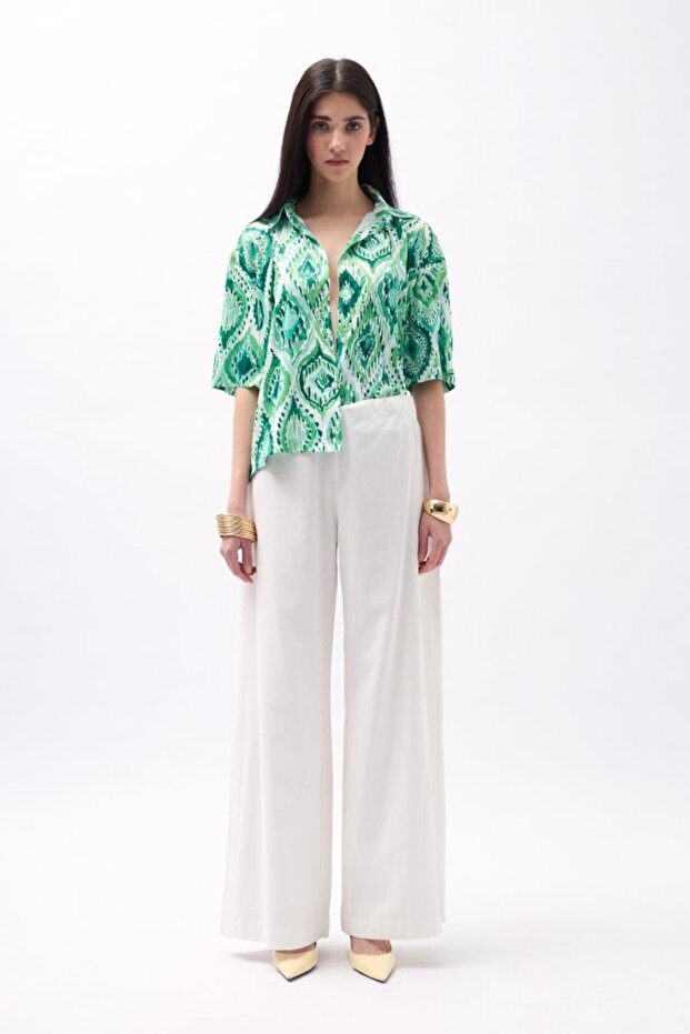    قميص الساتان منقوشة - 2