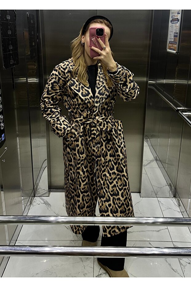 Leopar kaşe kaban