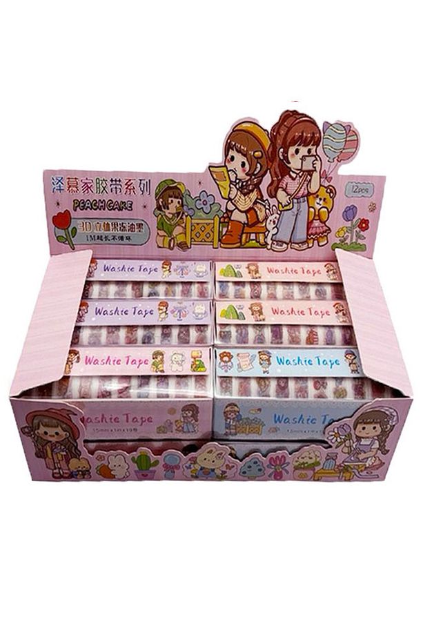 30 Adet (3 Paket 10'lu) Simli Stickerli Bant 15mm x 1m x 10 x 3 Pembe Lila Mavi Seri - 1