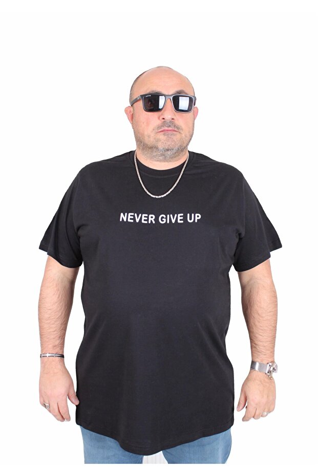Men's Oversize Crew Neck T-Shirt Never Give up 25140 Black